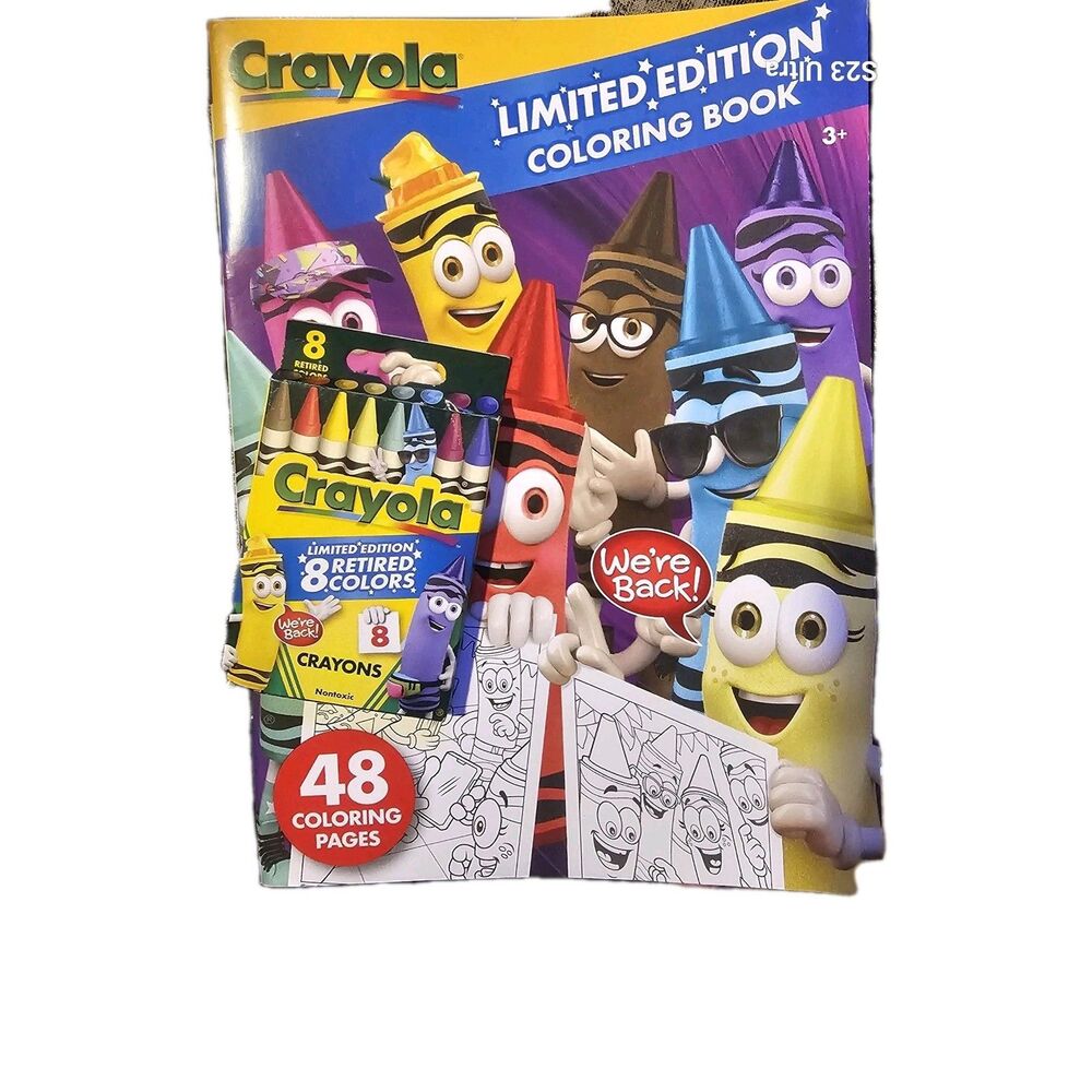 New! Crayola Limited Edition 8 Retired Colors Set and 48 page Coloring Book